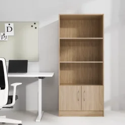 DPJ Workspace Büroschrank Modea - Niedrige Türen, 3 offene Regalfächer
