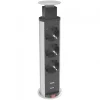 DPJ Workspace Einbausteckdose Axessline PopUp - 3 Steckdosen, 2 USB-A, Ø 60 mm, Silber
