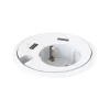 DPJ Workspace Einbausteckdose Powerdot 14 - Steckdose, 2 USB-A, Durchführungsloch