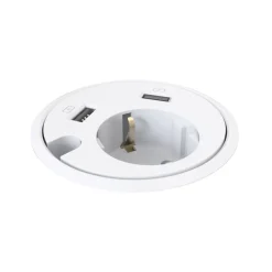 DPJ Workspace Einbausteckdose Powerdot 14 - Steckdose, 2 USB-A, Durchführungsloch