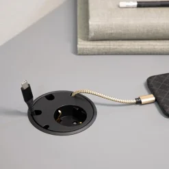 DPJ Workspace Einbausteckdose Powerdot 10 - Steckdose, 4 Durchführungslöcher
