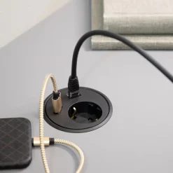 DPJ Workspace Einbausteckdose Powerdot 12 - Steckdose, Netzwerk, USB-A