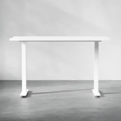 DPJ Workspace Fester Schreibtisch City - Weißes Gestell und Platte in Walnuss-Optik