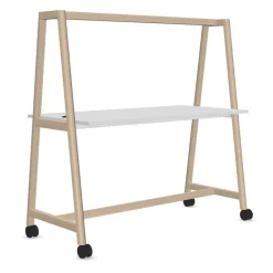 DPJ Workspace Hoher Projekttisch Nova Wood - Auf Rädern