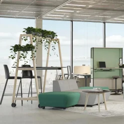 DPJ Workspace Hoher Projekttisch Nova Wood - Auf Rädern, HPL Tischplatte