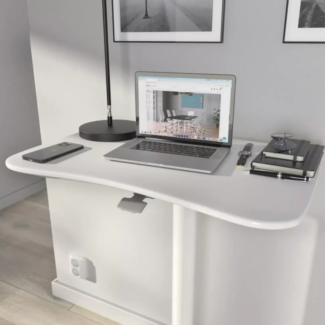 DPJ Workspace Kleiner höhenverstellbarer Schreibtisch - Mit Gasfeder