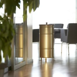 DPJ Workspace Mülleimer Brooklyn Bin Single - Gold, Deckel mit Knauf