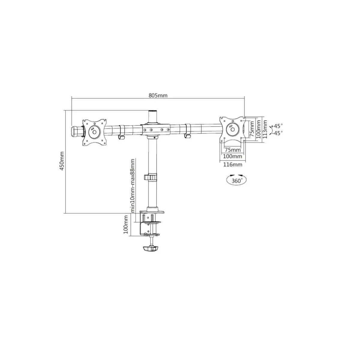 DPJ Workspace Monitorarm M Deskmount Basic Dual