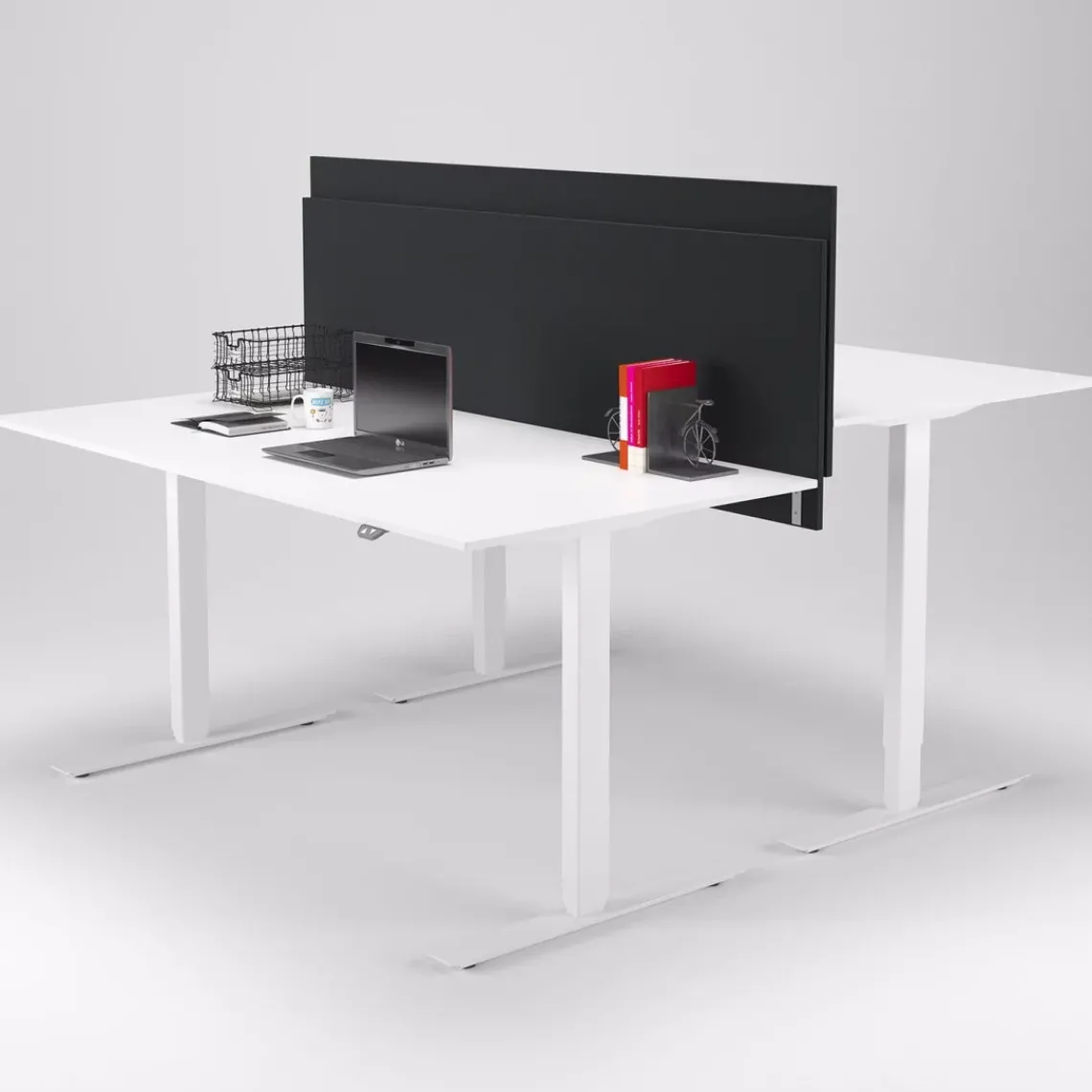 DPJ Workspace Tischtrennwand Calm - Komplettpaket mit Tischbeschlägen