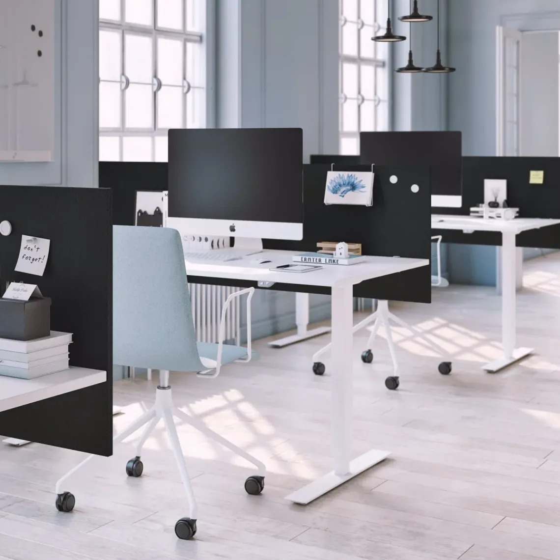 DPJ Workspace Tischtrennwand Calm - Komplettpaket mit Tischbeschlägen