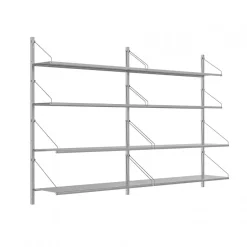 DPJ Workspace Wandregal Shelf Library Double Section - In Edelstahl