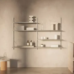 DPJ Workspace Wandregal Shelf Library Double Section - In Edelstahl